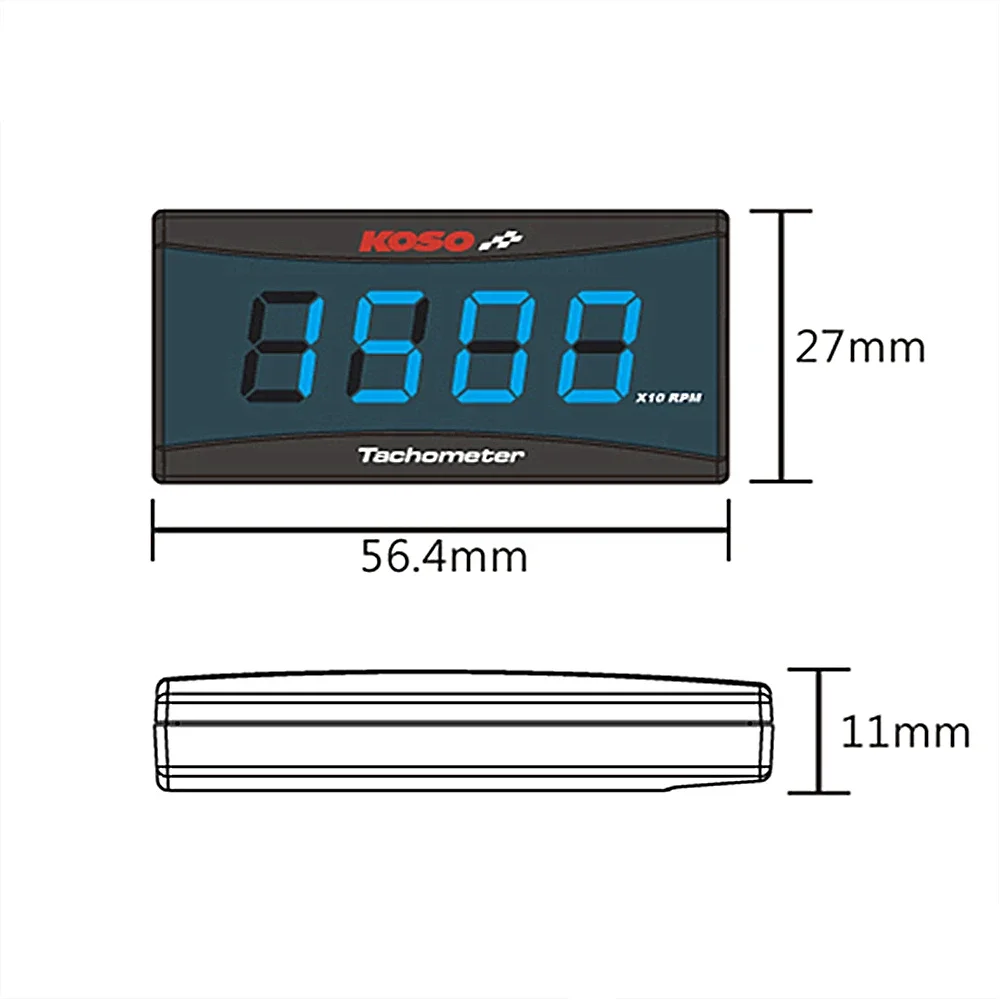 Koso Mini RPM Meter Digital Square LCD Display Tach Hour Meter Tachometer Gauge With Bracket thumbnail 4
