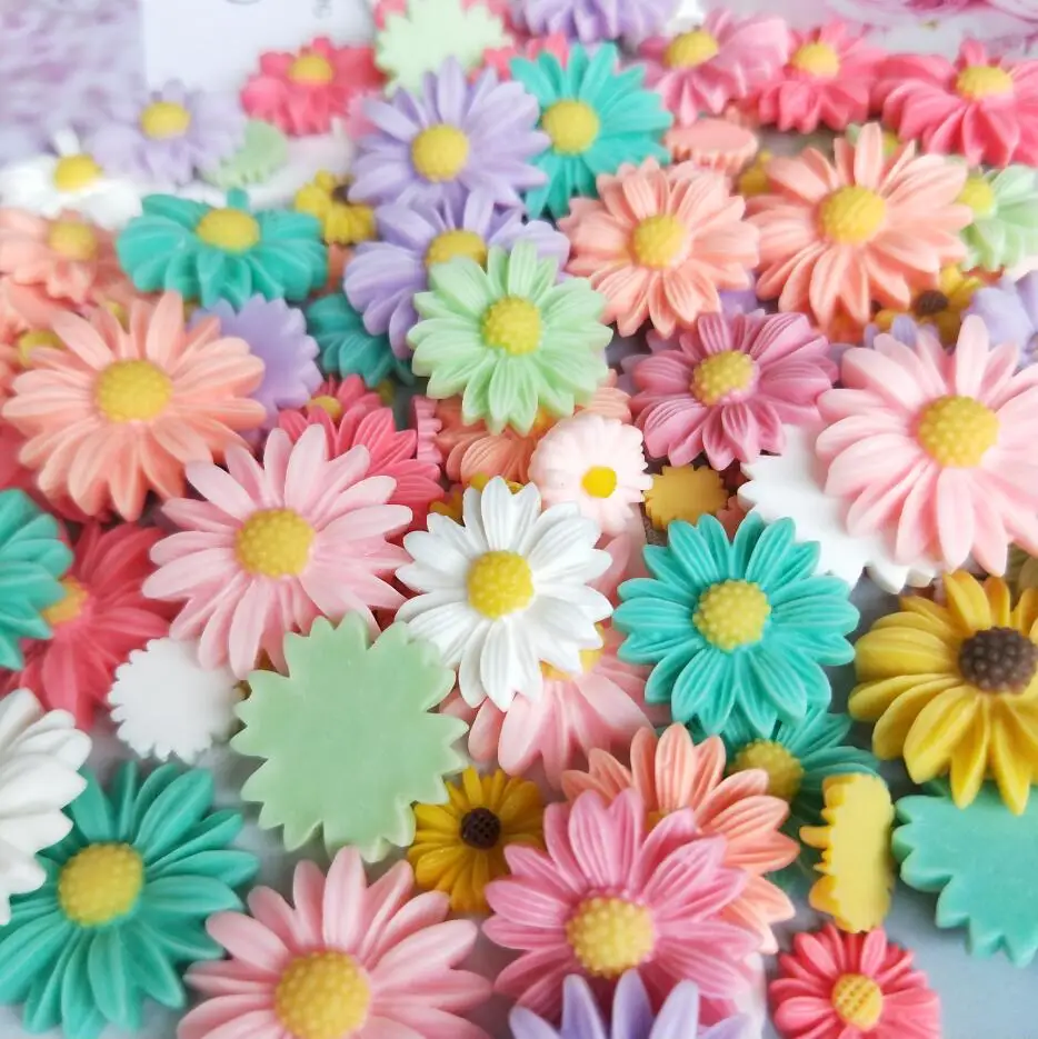 30pcs 50pcs Multicolor Sunflower Flatback Resin Cabochons Scrapbook Craft DIY Embellishments Decor Headwear Accessories thumbnail 6