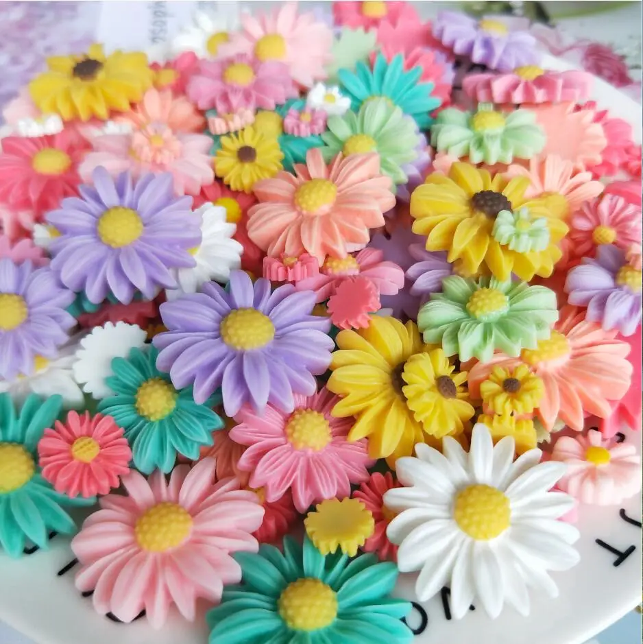 30pcs 50pcs Multicolor Sunflower Flatback Resin Cabochons Scrapbook Craft DIY Embellishments Decor Headwear Accessories thumbnail 4