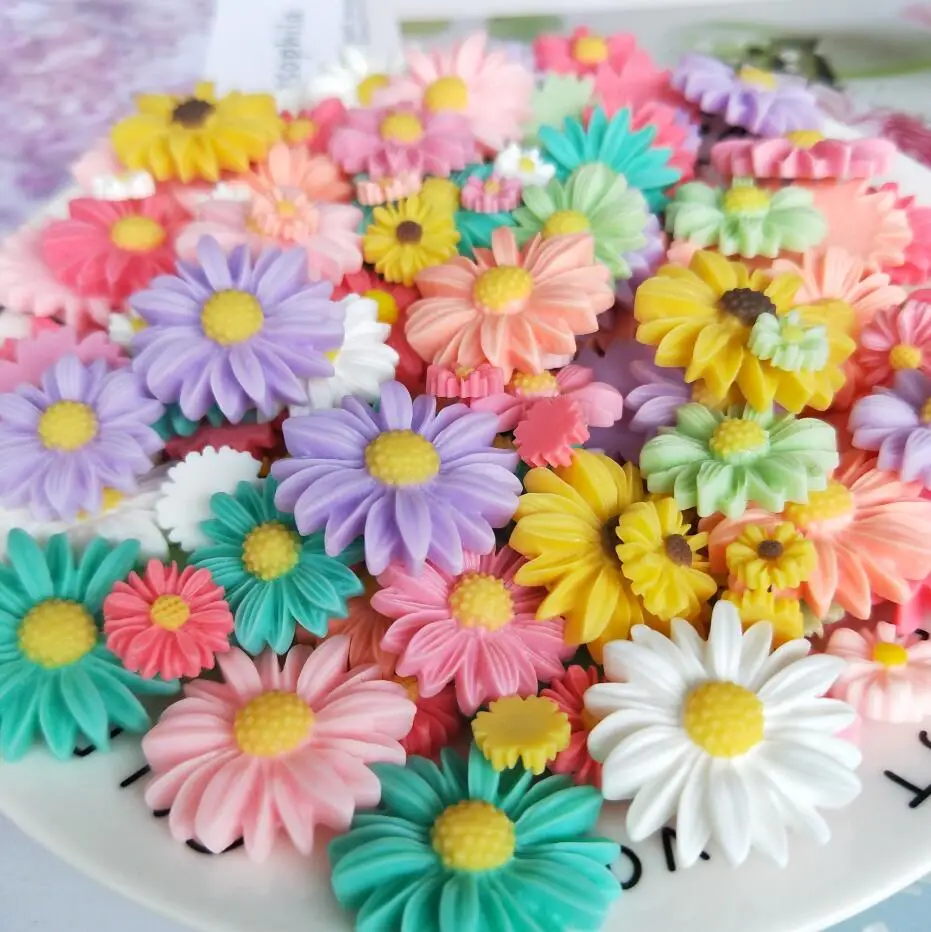 30pcs 50pcs Multicolor Sunflower Flatback Resin Cabochons Scrapbook Craft DIY Embellishments Decor Headwear Accessories thumbnail 3