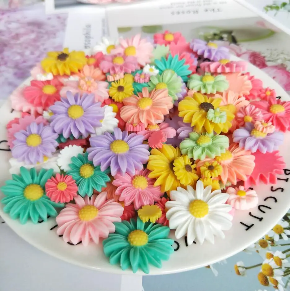 30pcs 50pcs Multicolor Sunflower Flatback Resin Cabochons Scrapbook Craft DIY Embellishments Decor Headwear Accessories thumbnail 5