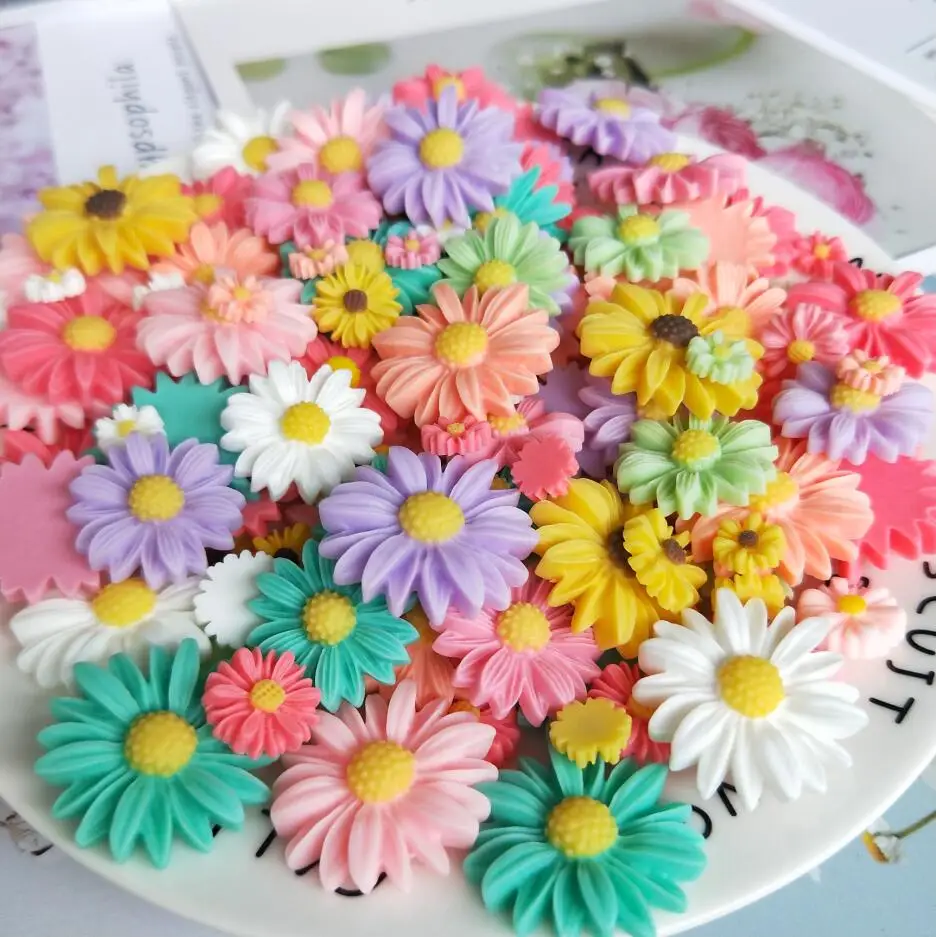 30pcs 50pcs Multicolor Sunflower Flatback Resin Cabochons Scrapbook Craft DIY Embellishments Decor Headwear Accessories thumbnail 2