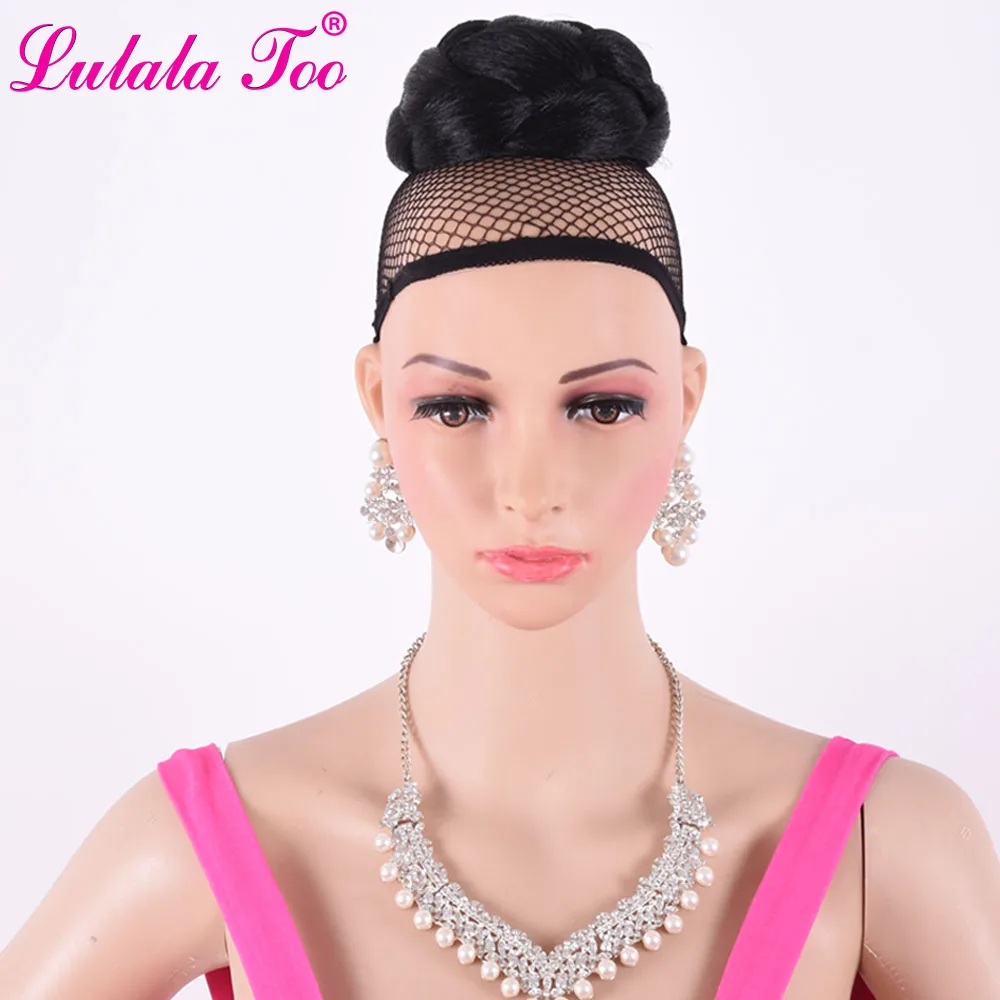 Synthetic Fake Hair Bun And Bang Set Heat Resistant Fiber Chignons HairPiece Ponytail Wig For Women Clip in Hair Extension thumbnail 5