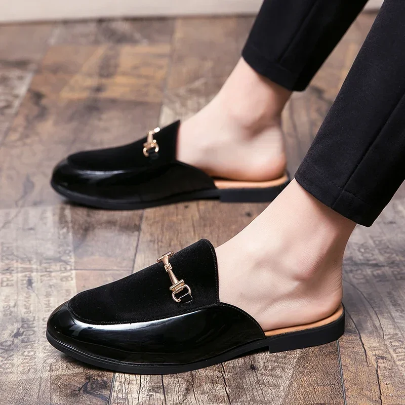 Outdoor Men Breathable Half Shoes for Men Slide Slipper Brand Designer Italian Mens Casual Shoes Hot Sale Italian Loafers thumbnail 5