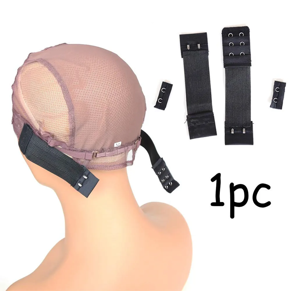 2Pcs Adjustable Elastic Band with Hooks for Wigs/Lace Closure/Lace Frontal Sewing Band Black