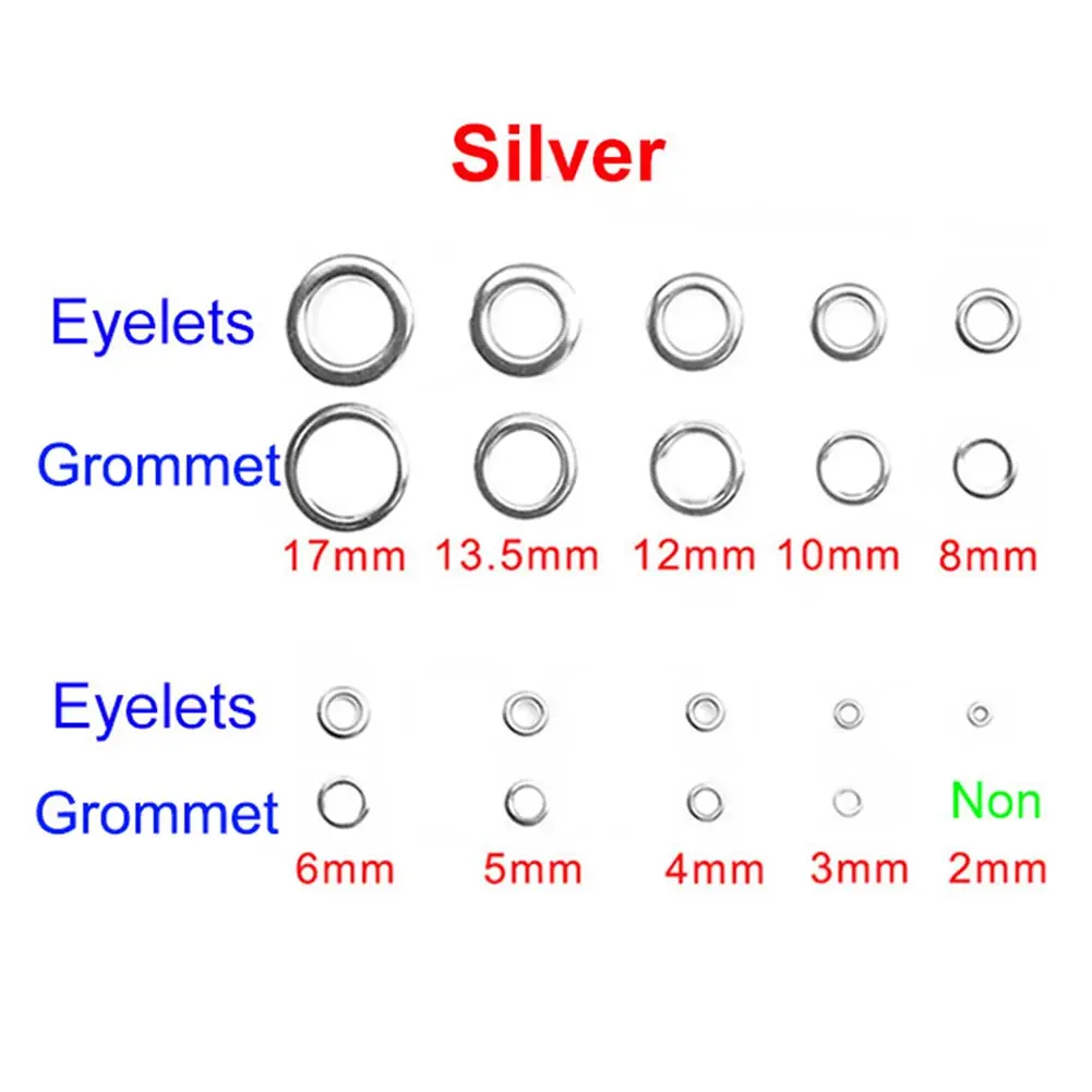 2mm-17mm 100set silver eyelet and Eyelet Punch Die Tool Set for belt buckle clothing decoration buckle hollow rivet eye button thumbnail 2