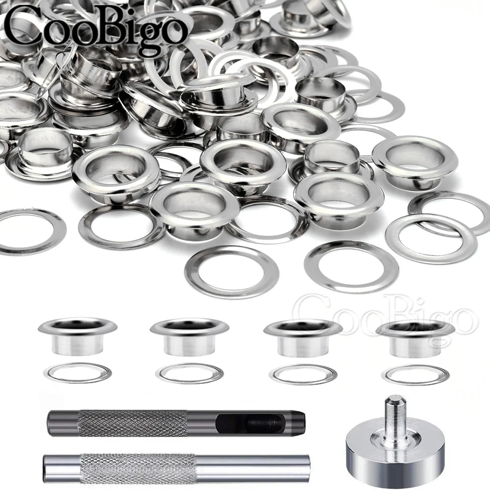 2mm-17mm 100set silver eyelet and Eyelet Punch Die Tool Set for belt buckle clothing decoration buckle hollow rivet eye button