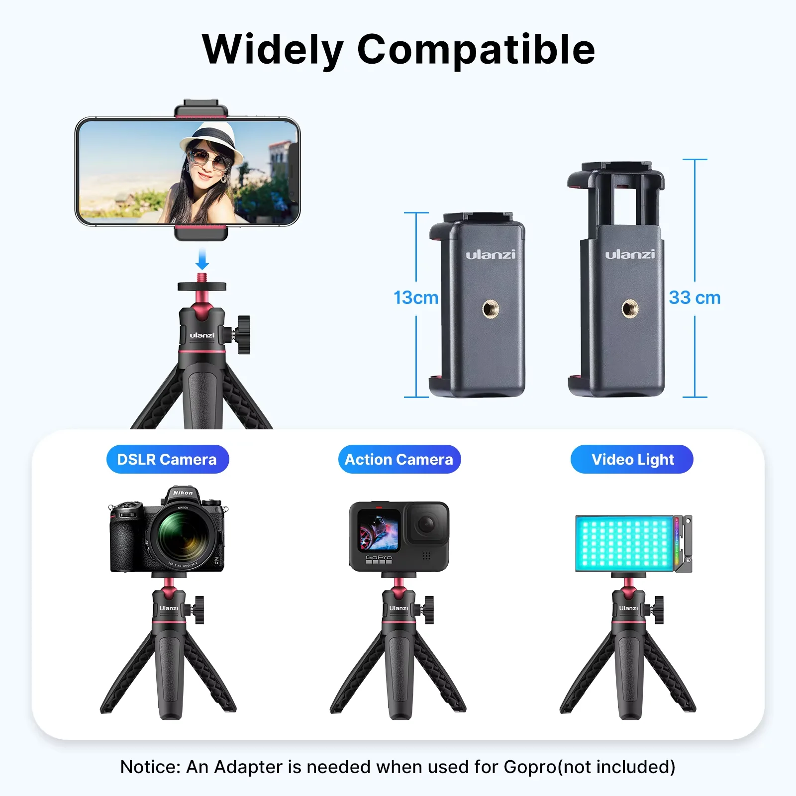 Ulanzi MT-08 Mini Tripod White Color Foldable Tripod Monopod  Mount 1/4'' Tripod Universal for DSLR Android iPhone Smartphone thumbnail 5