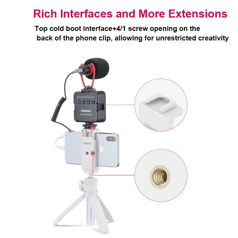 Ulanzi MT-08 Mini Tripod White Color Foldable Tripod Monopod  Mount 1/4'' Tripod Universal for DSLR Android iPhone Smartphone thumbnail 3