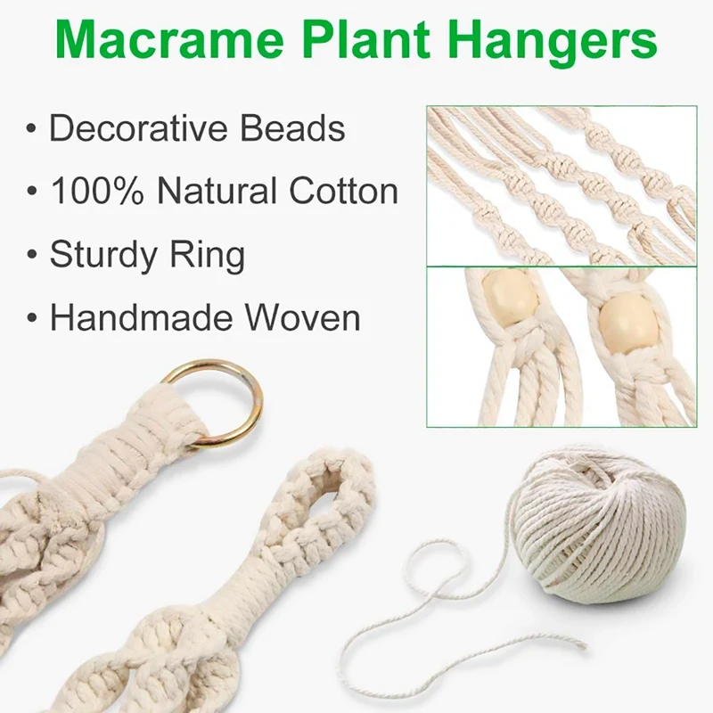 Hanging Plant Handmade Macrame Plant Hanger Flower Pot Planter Hanger Wall Decor Courtyard Garden Hanging Planter Hanging Basket thumbnail 6
