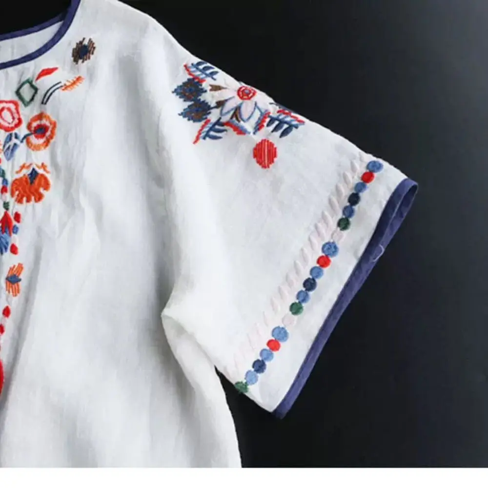 Embroidery Cotton Women Shirt Summer & Spring Blouse Tops Clothes for Women Clothing thumbnail 6