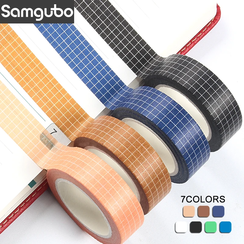 10M Pure Color Grid  Washi Tape Set Masking Tape Journaling Supplies Washy Tape Organizer Washitape Stationery Sticker Scrapbook thumbnail 2