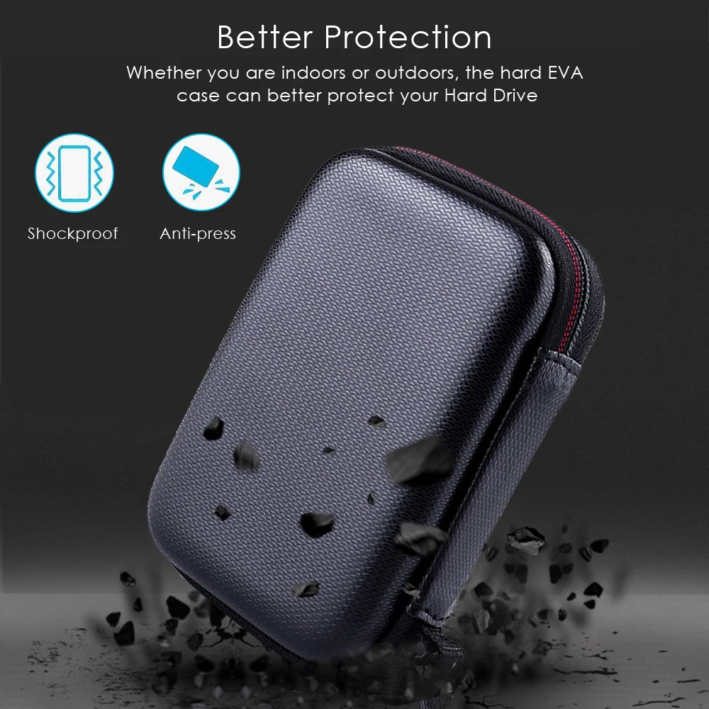 Newest Portable Double Protective Carrying Case Cover for Samsung T7/T7 Touch/T7 Shield/T9 500GB 1TB 2TB SSD Solid State Drive thumbnail 3