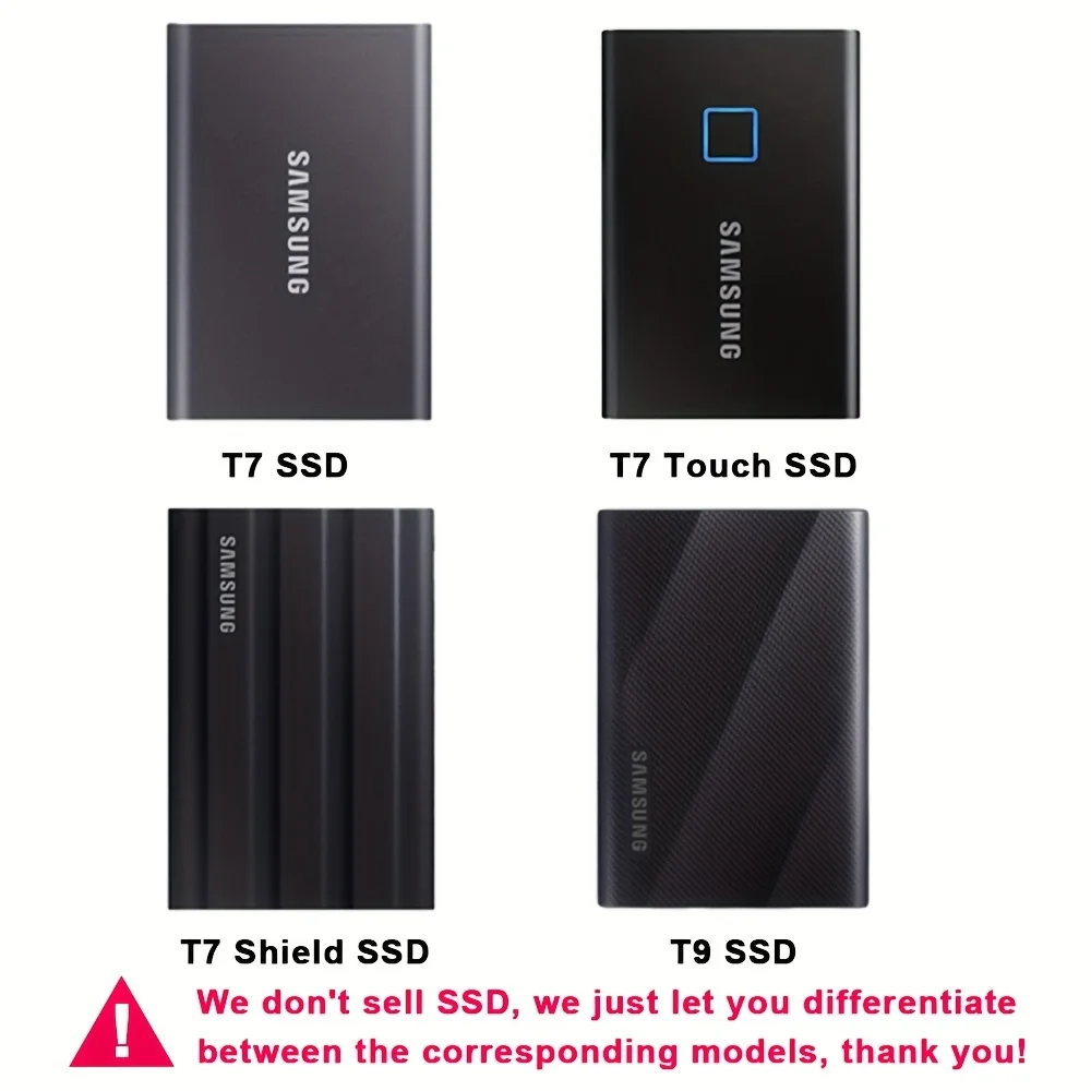 Newest Portable Double Protective Carrying Case Cover for Samsung T7/T7 Touch/T7 Shield/T9 500GB 1TB 2TB SSD Solid State Drive thumbnail 2