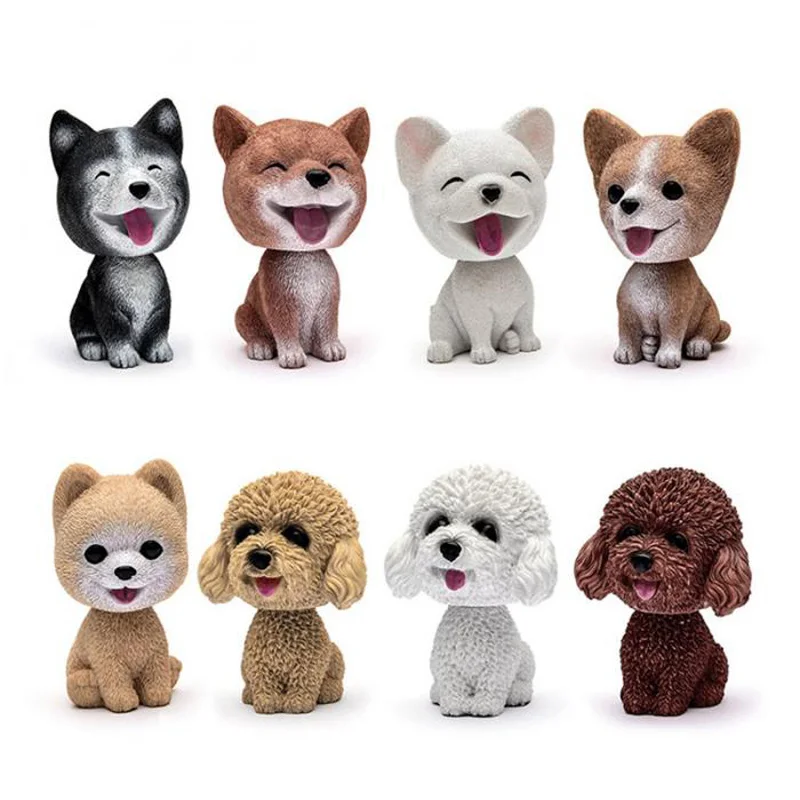 9cm Husky Teddy Pomeranian Car Shake Head Dog Ornaments Cute Nodding Decoration Gift For Car Interior Home Room Auto Accessories thumbnail 2