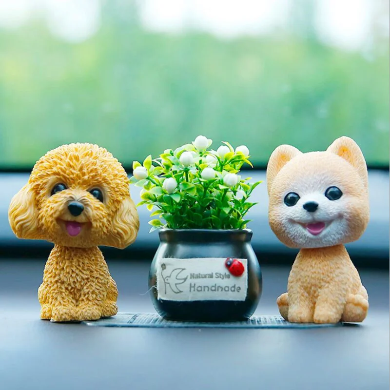 9cm Husky Teddy Pomeranian Car Shake Head Dog Ornaments Cute Nodding Decoration Gift For Car Interior Home Room Auto Accessories thumbnail 5