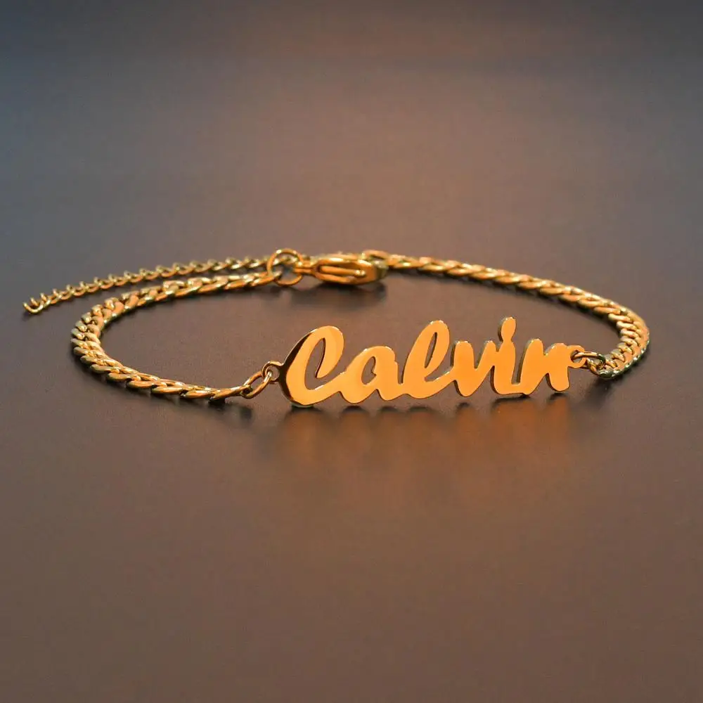 Atoztide Custom Personalized  Name Bracelet  Stainless Steel Charms Handmade Cuban Chain Engraved Handwriting NK Bangle Gift thumbnail 3