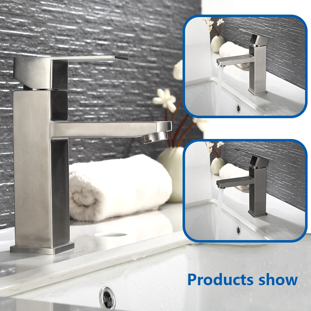 Basin Sink Bathroom Faucet Deck Mounted Hot Cold Water Basin Mixer Taps Matte Black Lavatory Sink Tap Crane（hose not  include） thumbnail 4