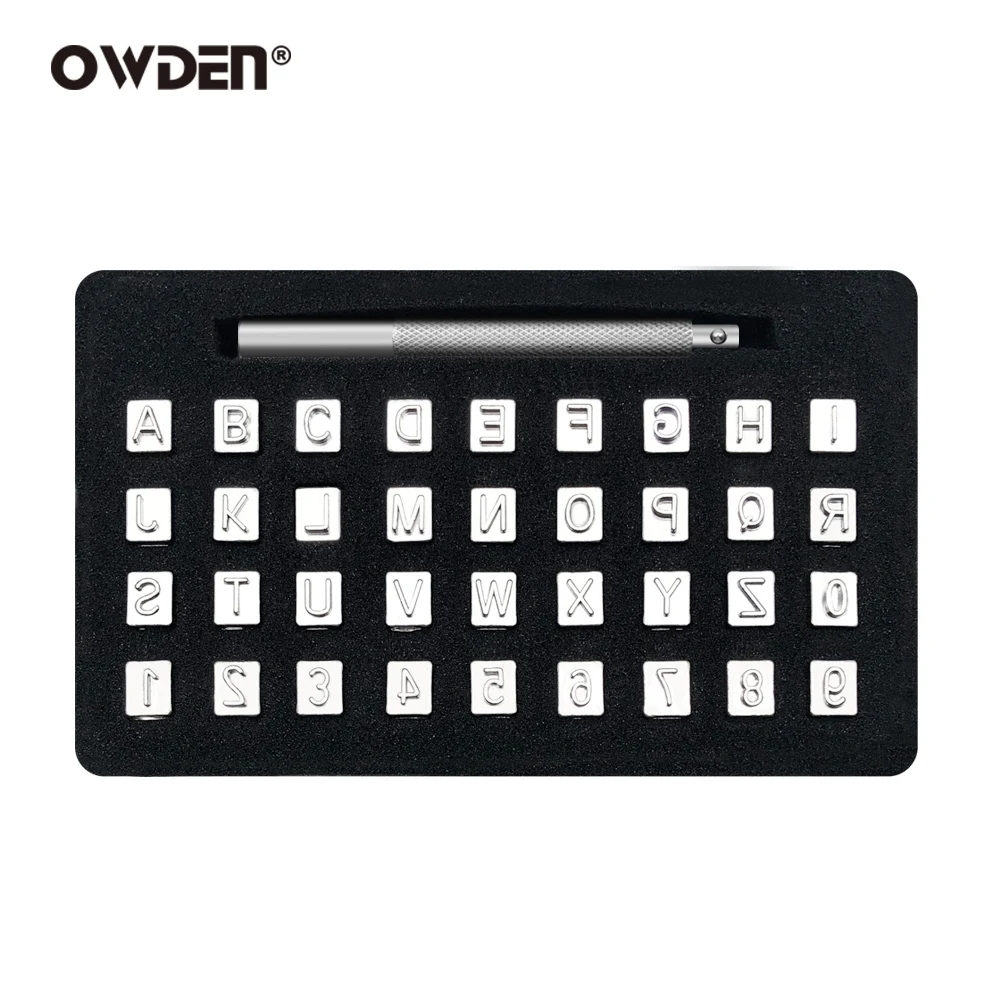 OWDEN 37Pcs 1/4" Number And Letter Leather Stamping Set 6.5mm Leathercraft Tool DIY Stamp Punch Set thumbnail 6