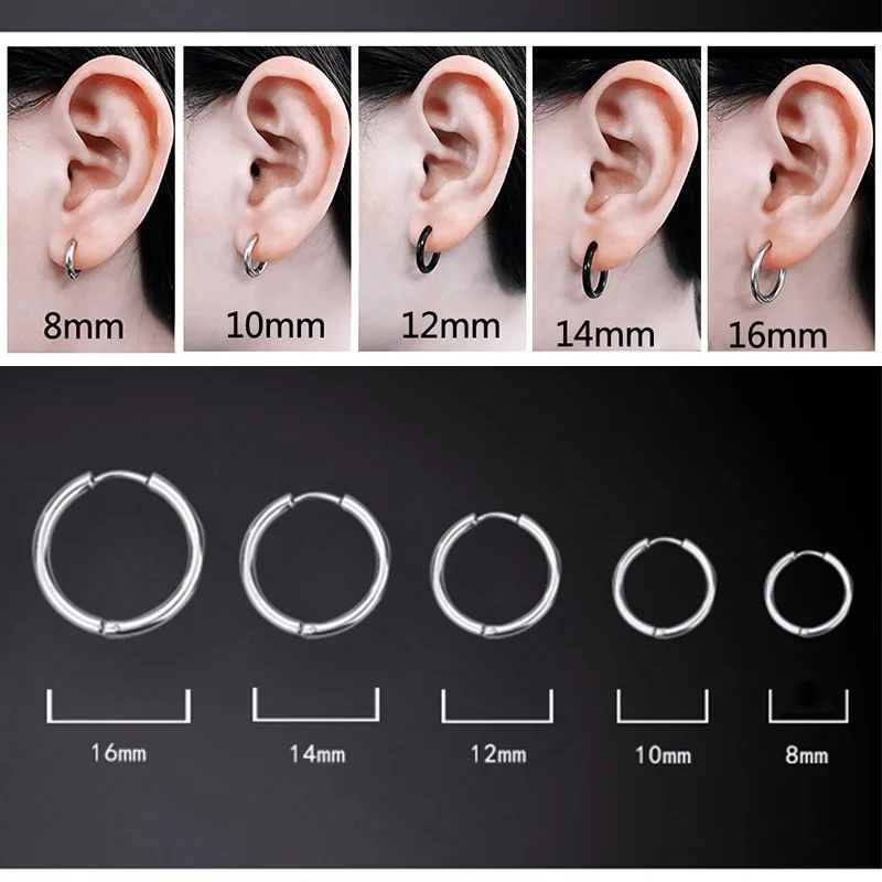 1 pair Women/Man Stainless Steel Small Hoops Earring Piercing Ear Cartilage Tragus Simple Thin Circle Anti-allergic Ear Buckle thumbnail 4
