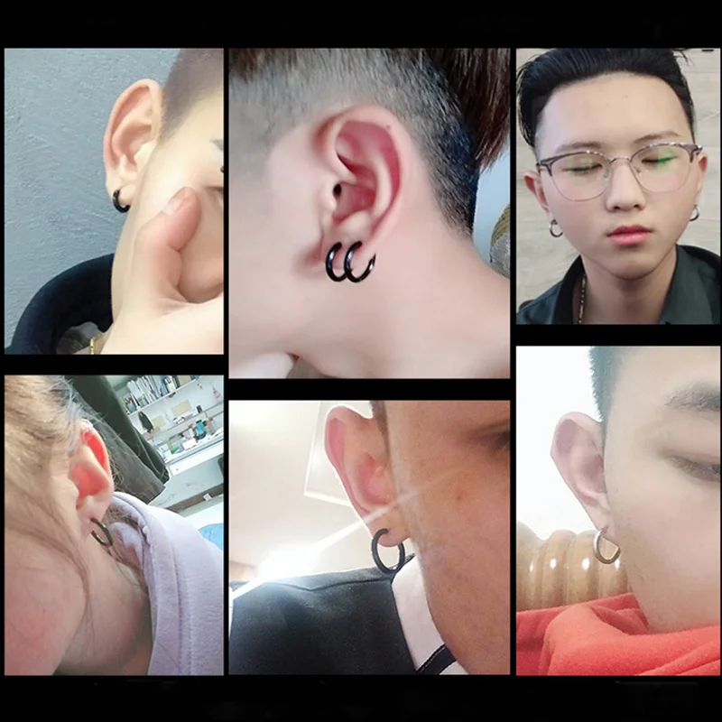 1 pair Women/Man Stainless Steel Small Hoops Earring Piercing Ear Cartilage Tragus Simple Thin Circle Anti-allergic Ear Buckle thumbnail 6