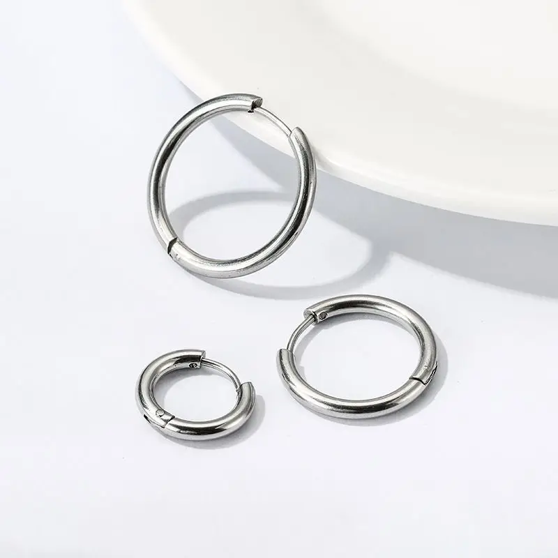 1 pair Women/Man Stainless Steel Small Hoops Earring Piercing Ear Cartilage Tragus Simple Thin Circle Anti-allergic Ear Buckle thumbnail 3