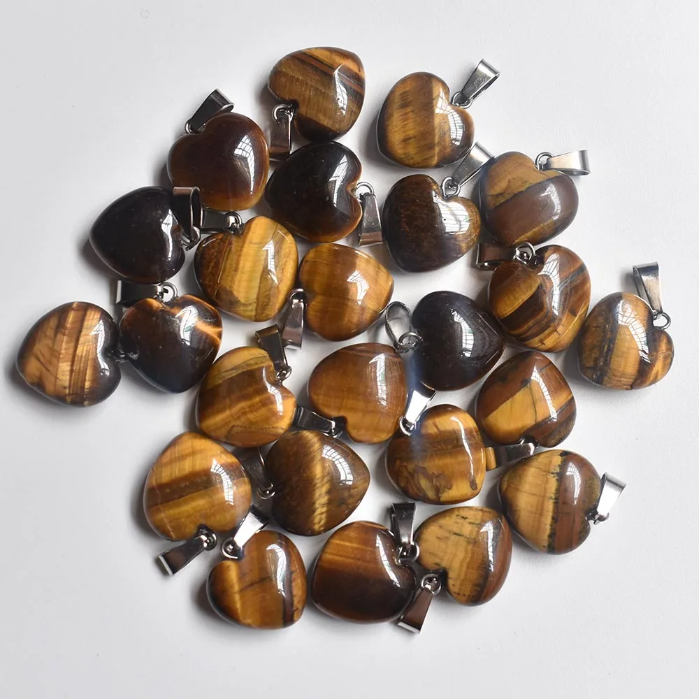 Wholesale 50pcs/lot fashion good quality natural stone mix heart charms pendants 16mm for jewelry accessories making free thumbnail 3