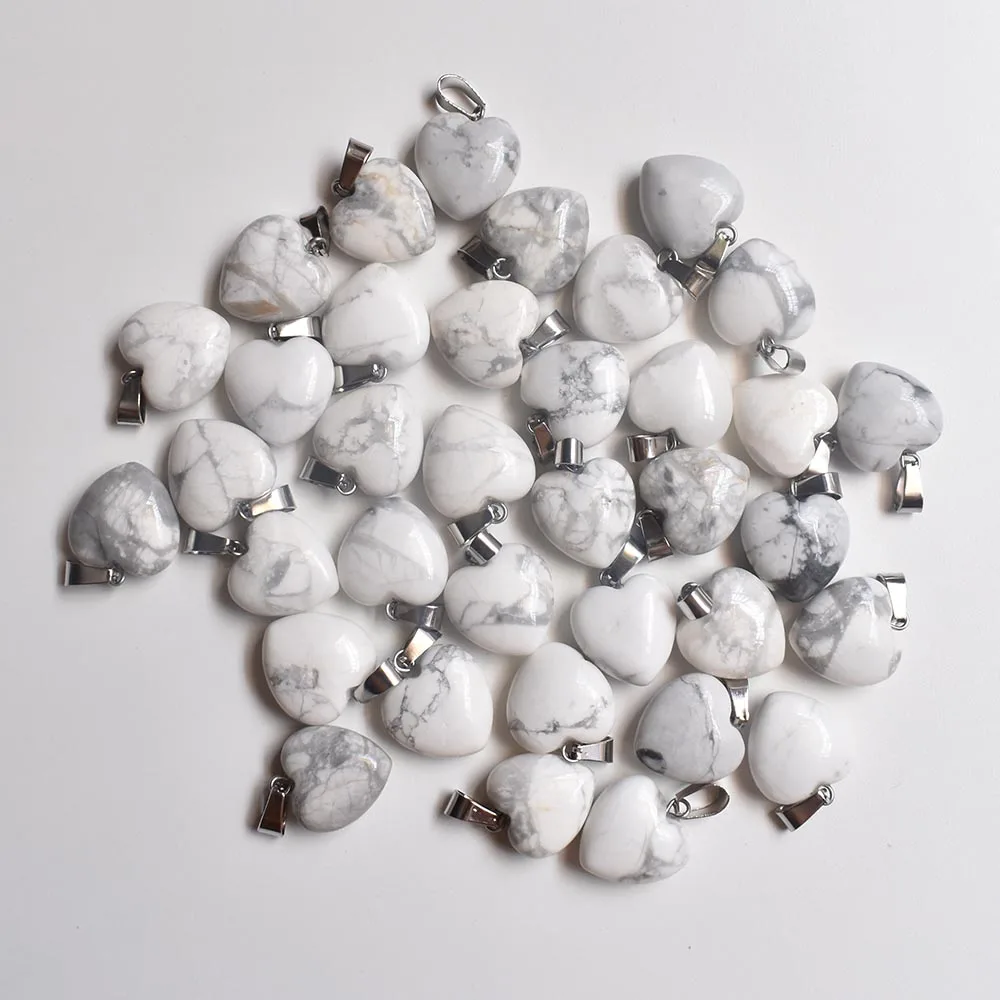 Wholesale 50pcs/lot fashion good quality natural stone mix heart charms pendants 16mm for jewelry accessories making free thumbnail 4