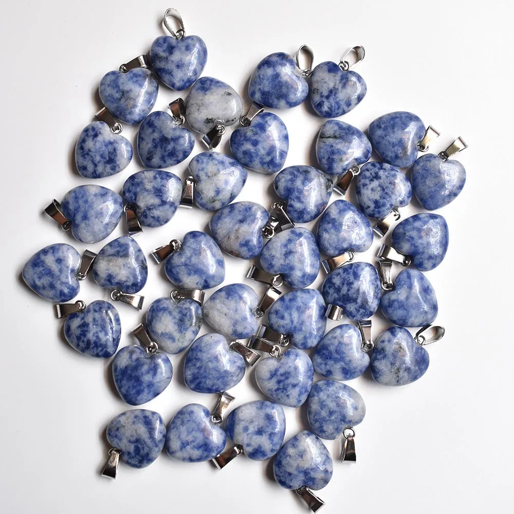 Wholesale 50pcs/lot fashion good quality natural stone mix heart charms pendants 16mm for jewelry accessories making free thumbnail 6