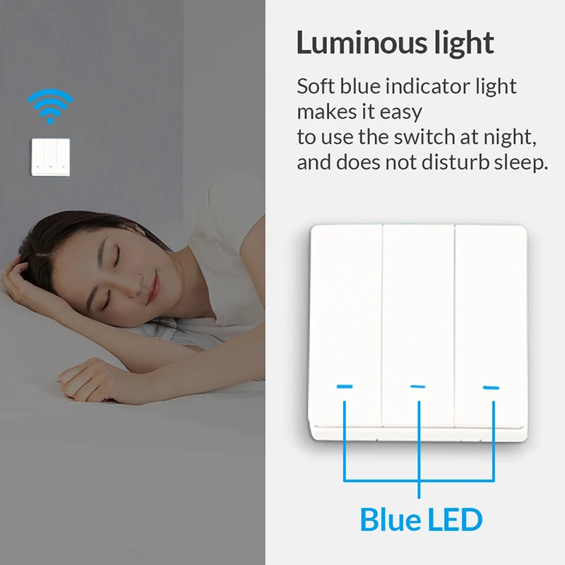 Smart Switch WiFi Push Button Wall Light Switches EU AC 90v 250v No Neutral Tuya Wireless Control Alexa Google Home Compatible thumbnail 3