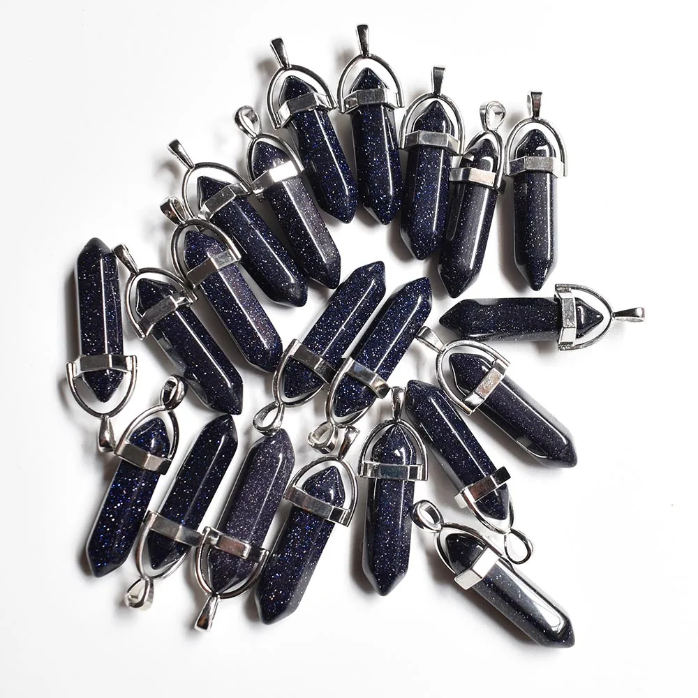 Wholesale 24pcs/lot Fashion quality assorted natural stone mixed pillar charms chakra Pendants & necklaces for making free thumbnail 5