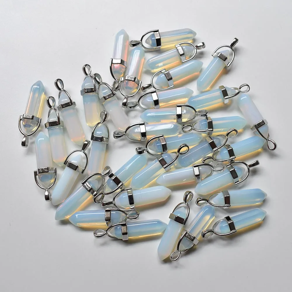 Wholesale 24pcs/lot Fashion quality assorted natural stone mixed pillar charms chakra Pendants & necklaces for making free thumbnail 3