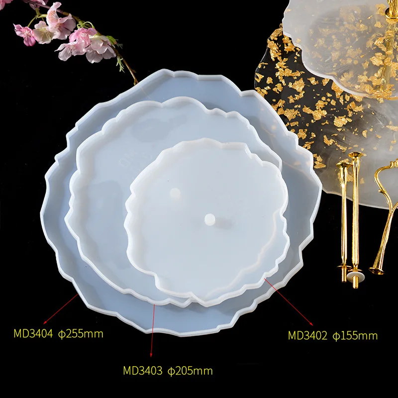 DIY Crystal Silicone Mold Three-layer Fruit Plate Tea Plate Disc Epoxy Resin Molds Cup Pad Mould For Resin Art Home Decoration thumbnail 3
