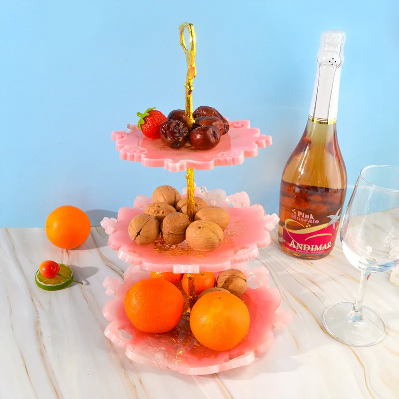 DIY Crystal Silicone Mold Three-layer Fruit Plate Tea Plate Disc Epoxy Resin Molds Cup Pad Mould For Resin Art Home Decoration thumbnail 4