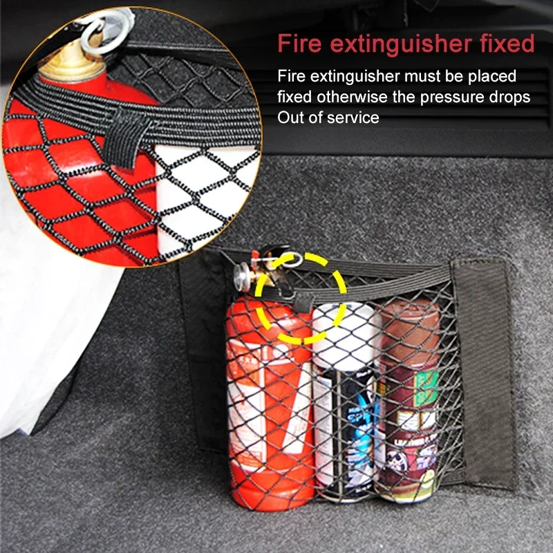 Car Back Rear Mesh Trunk Seat Elastic String Net Magic Sticker Universal Storage Bag Pocket Cage Auto Organizer Seat Back Bag thumbnail 3