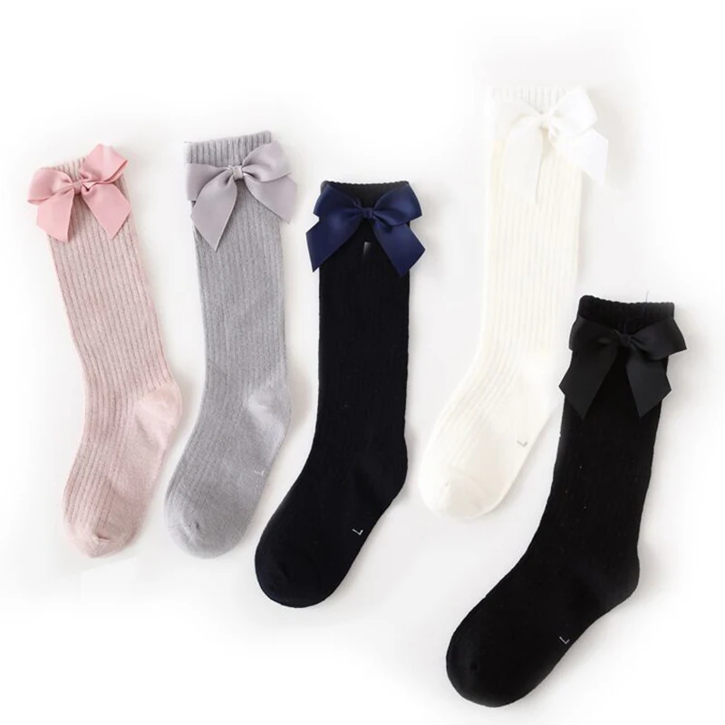 Children's Sock Girls Knee High Socks With Bows Stripped Toddlers Long Socks Kids School Sock Infant Baby Socken thumbnail 2