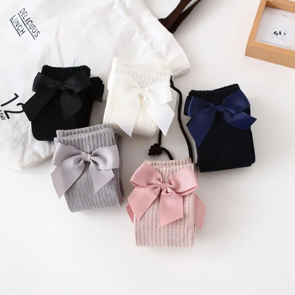 Children's Sock Girls Knee High Socks With Bows Stripped Toddlers Long Socks Kids School Sock Infant Baby Socken thumbnail 3