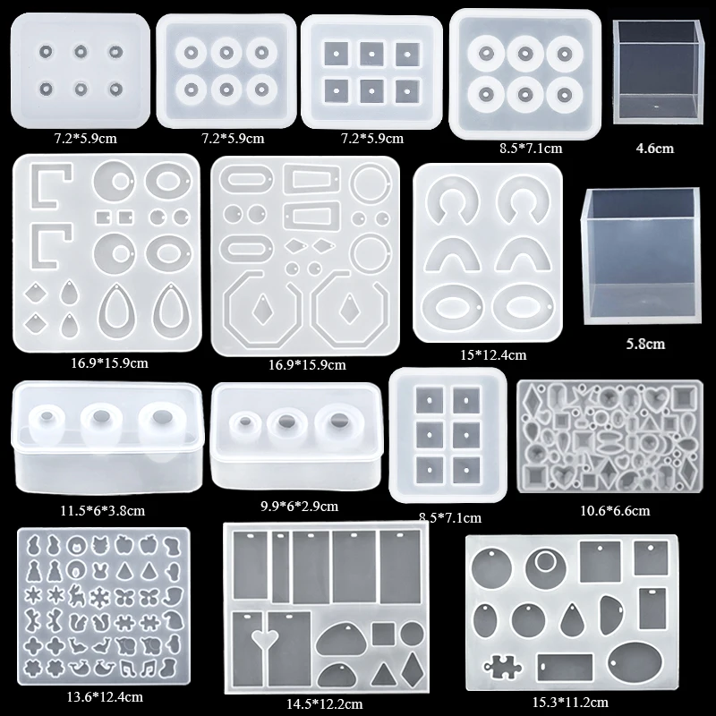 16 Styles Epoxy Casting Molds Set Silicone UV Casting Tools Kits Resin Casting Molds For Jewelry Making DIY Earring Findings thumbnail 2