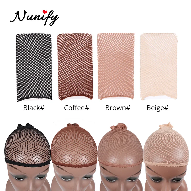 Nunify 2 Pieces/Pack Wig Cap Hair Mesh Wig Hair Nets Wig Liner Hairnets Snood Glueless Dome Wig Cap Stretchable Elastic Hair Net thumbnail 2