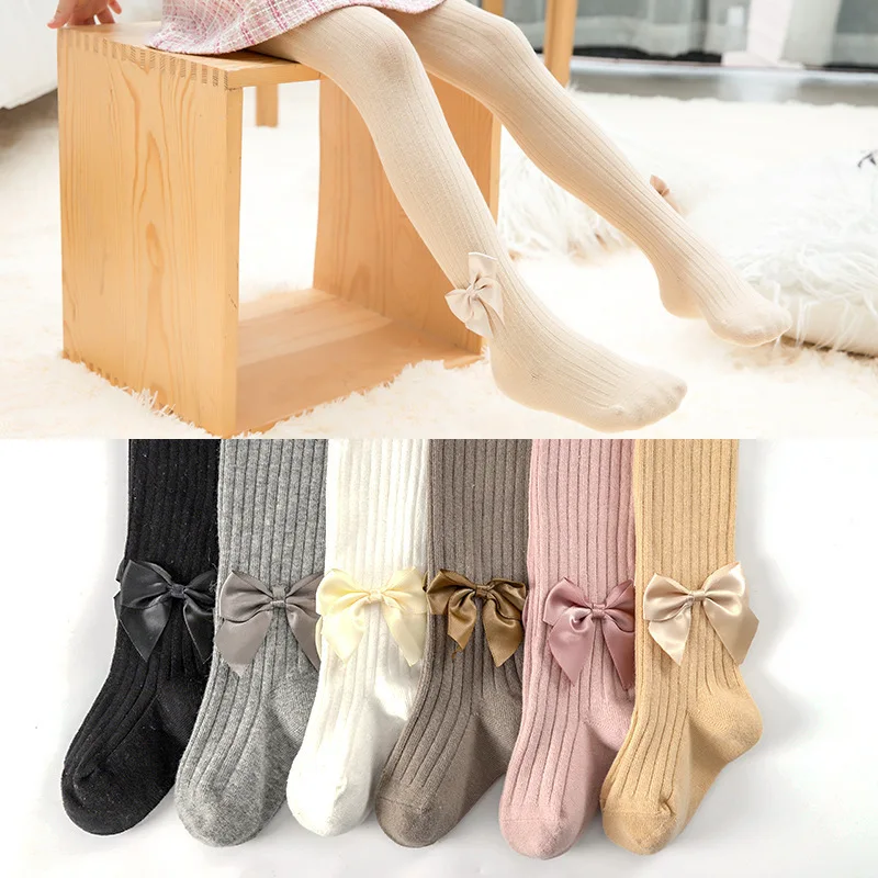 Cotton Tights for Girls Cute Bowknot Pink Pantyhose Children Summer Breathable Baby Girl Tights Kid Black Stockings for 0-9year thumbnail 2