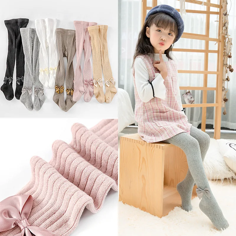 Cotton Tights for Girls Cute Bowknot Pink Pantyhose Children Summer Breathable Baby Girl Tights Kid Black Stockings for 0-9year thumbnail 3