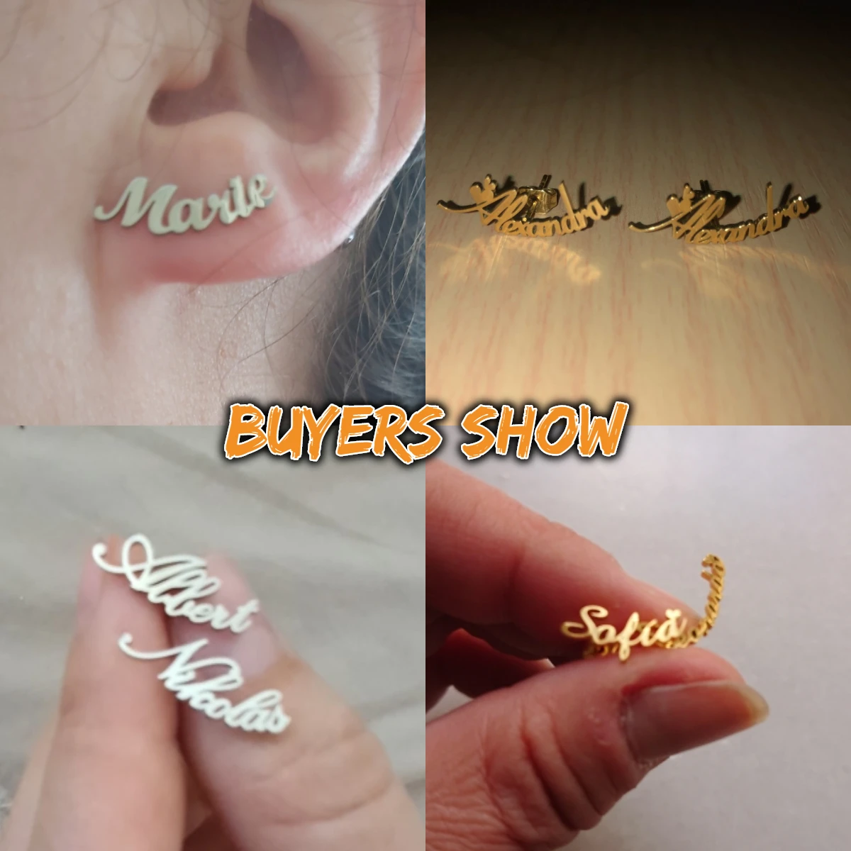 Sipuris Custom Name Logo Stud Earrings Stainless Steel Personalized Initial Nameplate Fashion Jewelry For Women Weddings Gifts thumbnail 5