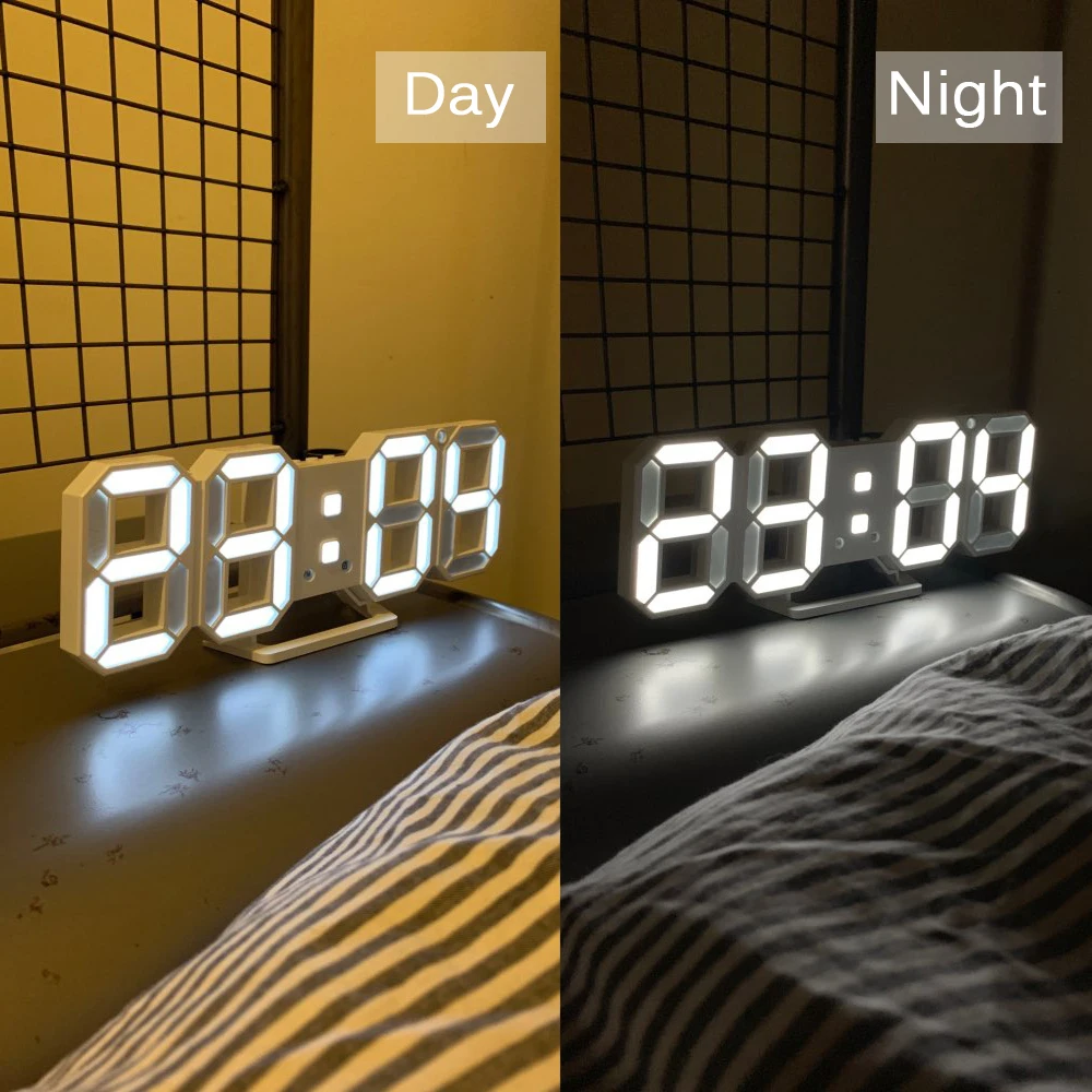 3D LED Wall Clock Modern Design Digital Table Clock Alarm Night Light Saat Wall Clock for Home Decor Living Room thumbnail 6