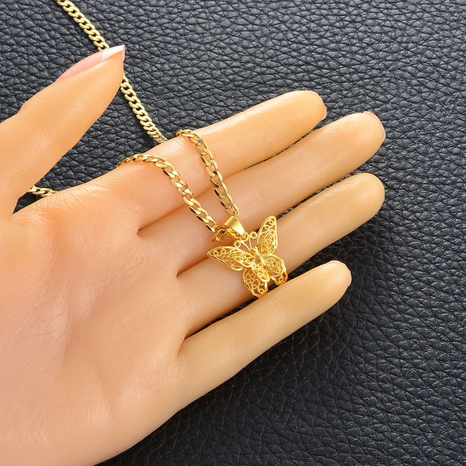 Anniyo Butterfly Necklaces Women Gold Color Butterfly Pendant Jewelry Foot Chain African Arab and Middle Eastern #006209C thumbnail 3
