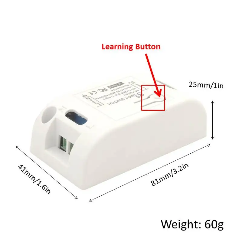 433Mhz Smart Light Switch LED Push Button Switch Universal Wireless Remote Control AC90~250V 10A 1CH Relay controller for Lamp thumbnail 5