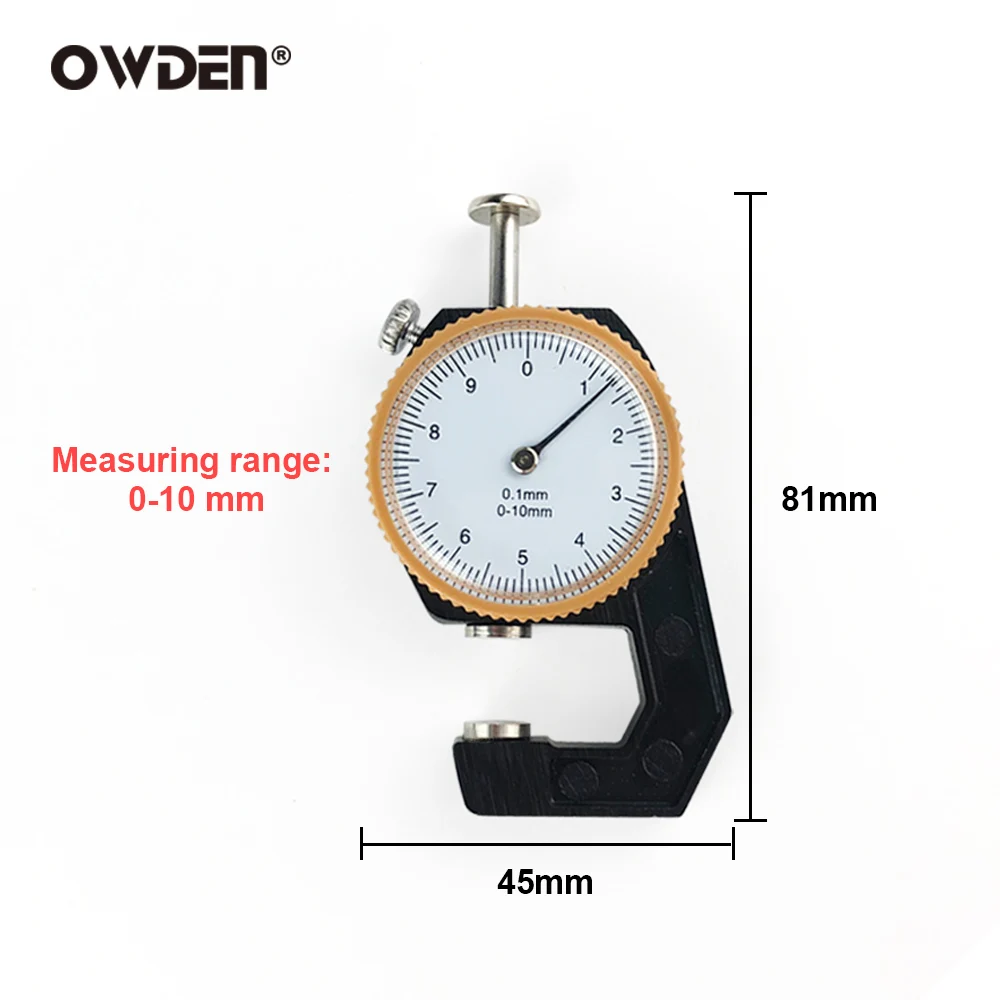 OWDEN Micrometer-Tester 0-10mm Dial Thickness Gauge Leather Paper Thickness Meter Tester thumbnail 2