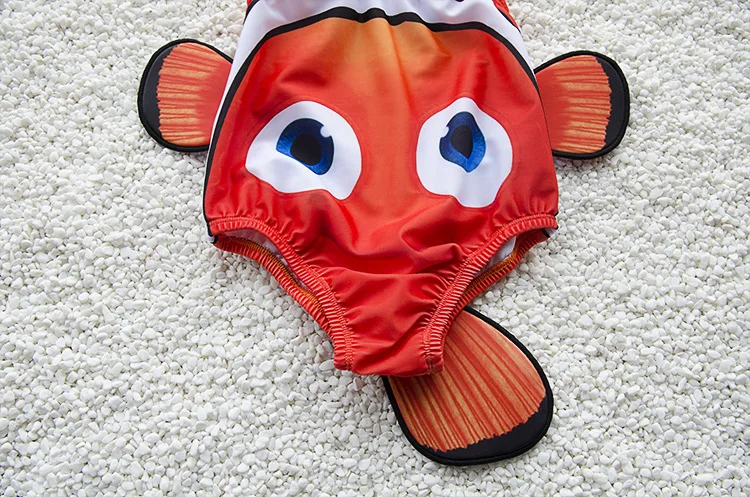 Swimsuit Children One Piece Suit Beachwear Boy Cute Clown Fish Swimwear Girl Cartoon Pattern Swimming Suit  Baby Bathing Suit thumbnail 4