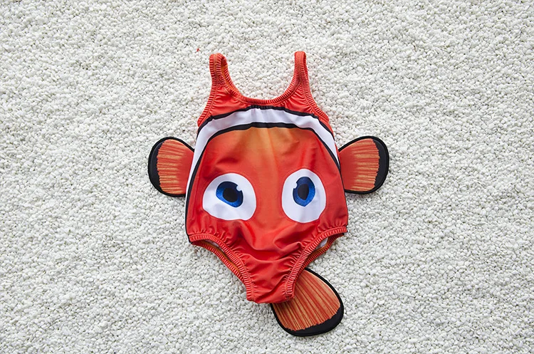 Swimsuit Children One Piece Suit Beachwear Boy Cute Clown Fish Swimwear Girl Cartoon Pattern Swimming Suit  Baby Bathing Suit thumbnail 3