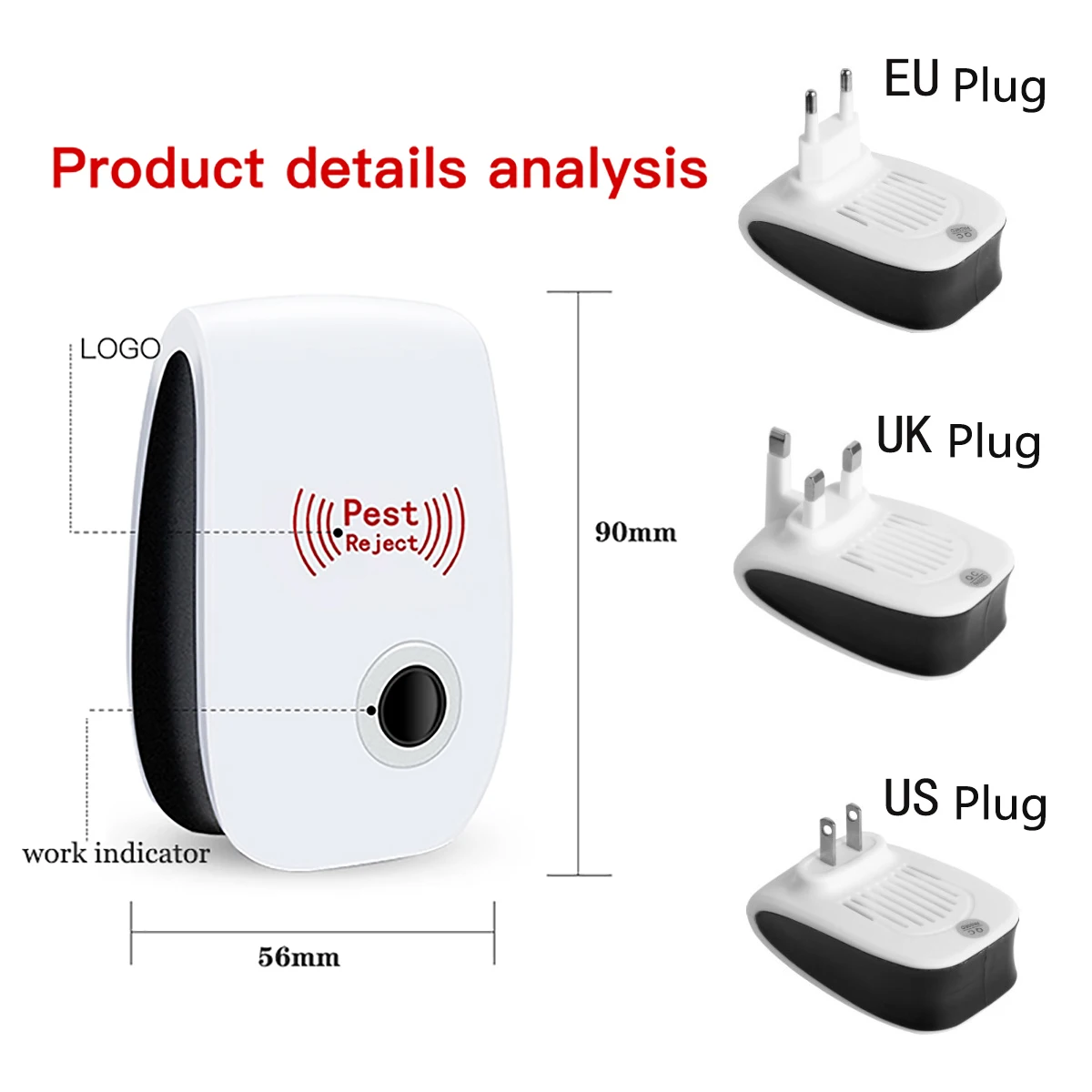 1/3/4/6Pack Ultrasonic Electromagnetic Mosquito Anti Mouse Insect Repeller Rat Cockroach Control Household Pest Reject Repellent thumbnail 4