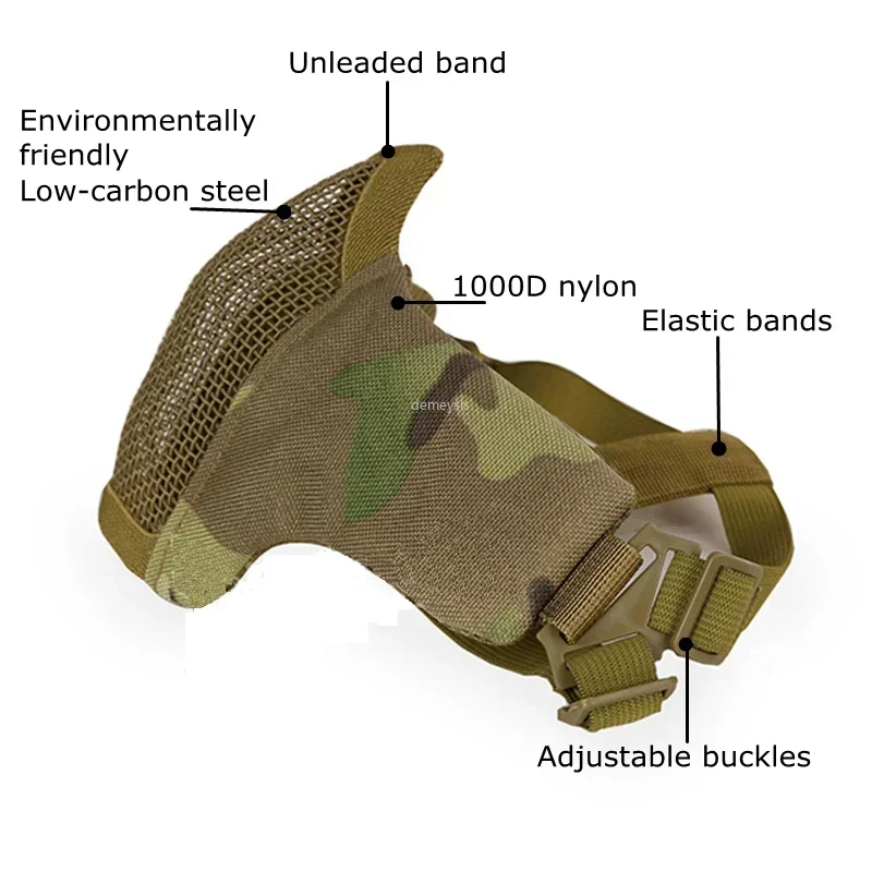 Airsoft Face Mask Breathable Low-carbon Steel Mesh Protective Shooting Paintball Mask CS Wargame Tactical Half Face Mask thumbnail 3